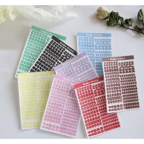 Ins Color Creative Korean Practice Cute Stickers Transparent Bottom Traceless Notebook Stationery Decorative Sticker DIY Collage