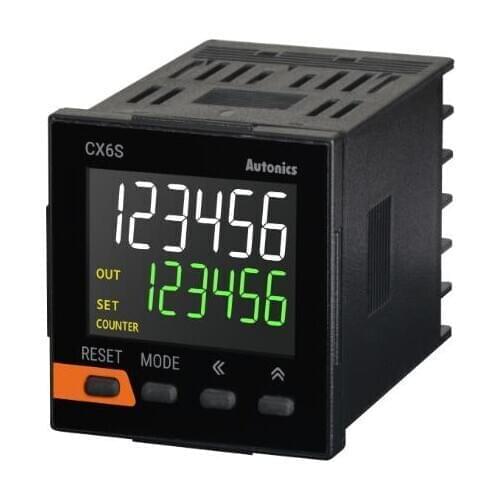 CX6S-1P4 Counter/Timer, W48xH48mm, 6-Digit, LCD, 1 Preset, PNP or NPN Input, Prescale value setting, Relay SPDT(1c) 250VAC 3A