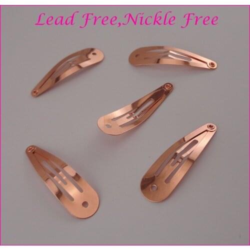 50PCS 5.0cm 2.0" Rose Golden Plain Round Head Metal Snap Clip hairpins with small hole at lead free and nickle free eco-friendly