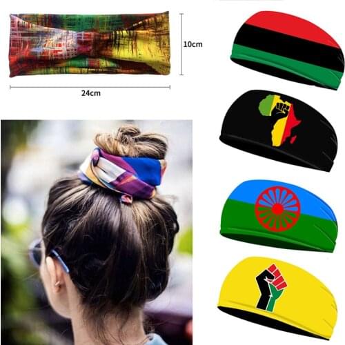 Roma Flag Print Headscarf Ladies Fashion Styling Hairband Men Sports Elastic Sweat-Absorbent Scarf Gift Jewelry