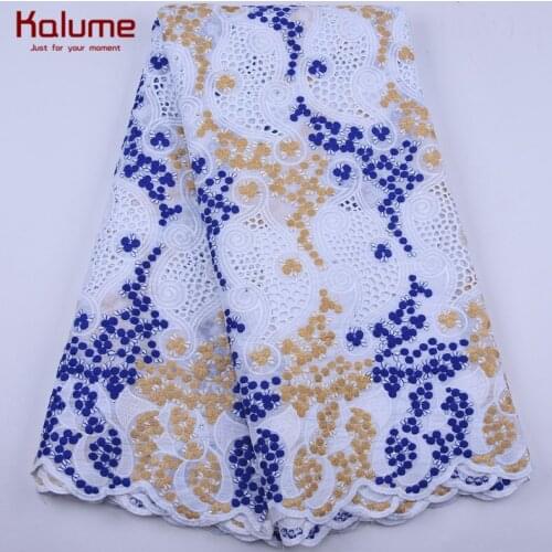 Kalume New Listing African Lace Fabric Soft Top Nigerian Swiss Cotton Lace Fabric With Stones And Holes For Garments Party F1919