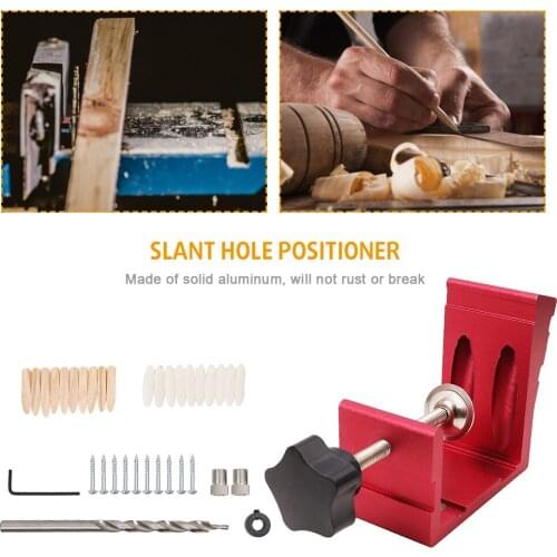 46pcs Pocket Hole Dowel Jig Oblique Punching Locator Drilling Guide Puncher Oblique Hole Locator Joinery Carpentry Tools