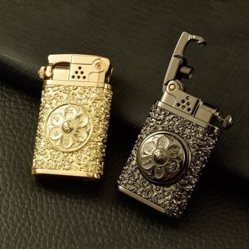 Tang Grass Kerosene Torch Lighter Windproof Rocker Mechanical Flint Ignition Petroleum Lighters Smoking Accessories Gift for Men