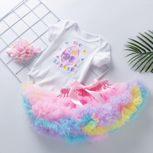 Kids Girl Summer Spring Clothes Set Princess Cute Embroidery Newborn 0-24M Infant Girl Clothing First Easter Day Baptism Clothes