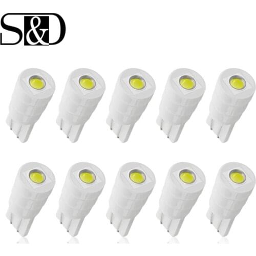 10Pcs W5W LED Ceramic T10 Bulbs 194 168 Car Interior Dome Light Wedge Reading Door Instrument License Plate Auto Lamp White 12V