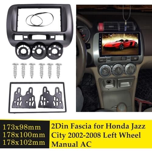 Left Side Radio Fascia for Honda Jazz City Double Din Stereo CD Multimedia Panel Mount Installation Trim Kit Adapter Bezel Frame