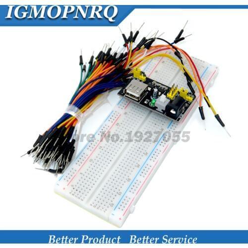 1pcs MB102 Breadboard Module+ 65 Flexible Wires+MB-102 830 Points Solderless Prototype Bread Board kit