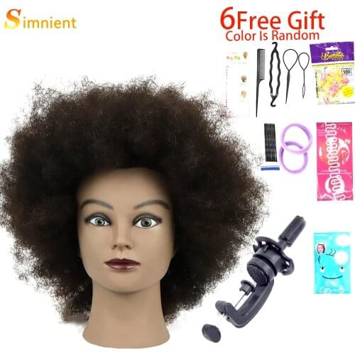 Afro Mannequin Heads With 100%Real Human Hair Hairdressing Training Head For Salon Cosmetology Manikin Dummy For Doll Heads Hair