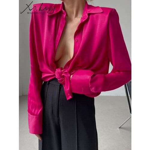 MiuKoMiYa Womens Satin Shirts