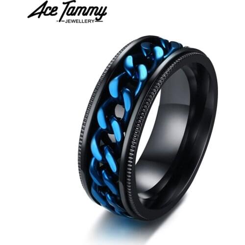 Cool Stainless Steel Ring For Men Special Punk Rock Titamiun Steel Black Blue Fashion Jewelry Ring US Size 7-13