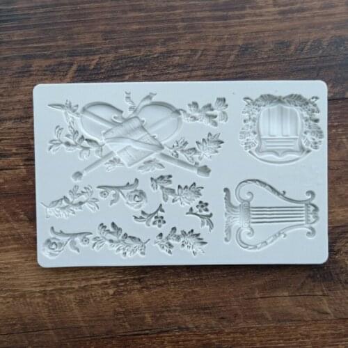 Musical Instruments Flower Molds Fondant Cakes Decorating Tools Silicone Sugarcrafts Chocolate Baking Tools Gumpaste Form K973