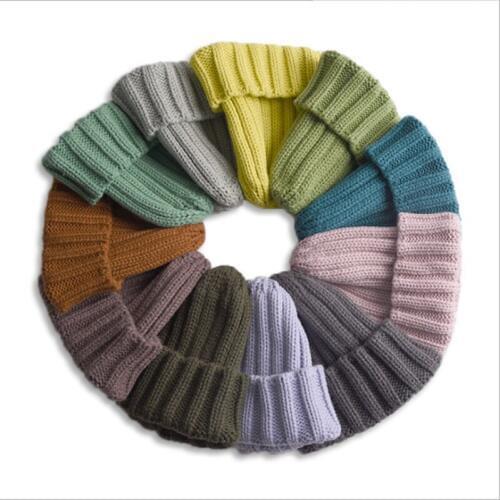 MYZOPER Solid Color Child Knitted Hat Korean Version Keep Warm Fashion New Autumn Winter Stripe Beanie Baby hat