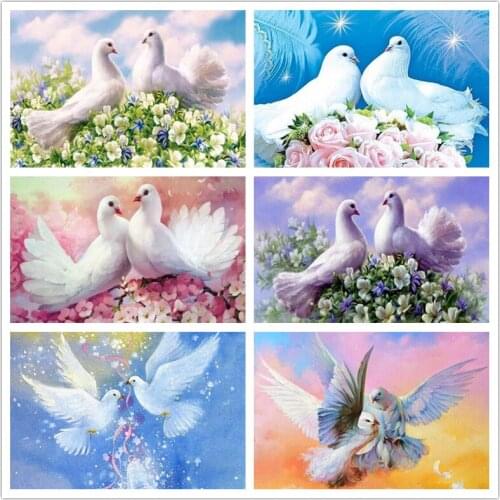 Diy Diamond Painting Peace Dove 5d Complete Square/round Diamond Embroidery Kit Animal Rhinestone Mosaic Home Decoration