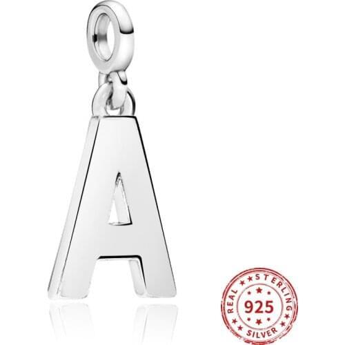 Real 925 Sterling Silver Beads Letter A-Z pendent Charm for Women Fit Original Pandora me Bracelets Bangles Diy Jewelry 2021