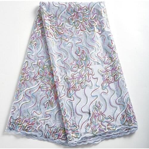 Zhenguiru New Arrival Milk Silk African Lace Fabric Colorful Sequins French Lace Fabric Tulle Nigerian Fabric For Wedding A2302