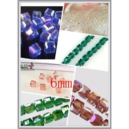 Wholesale 500pcs/Lot 6mm Faceted Cube Lampwork Glass Beads,Small Square Crystal Glass Loose Spacer Beads For Jewelry
