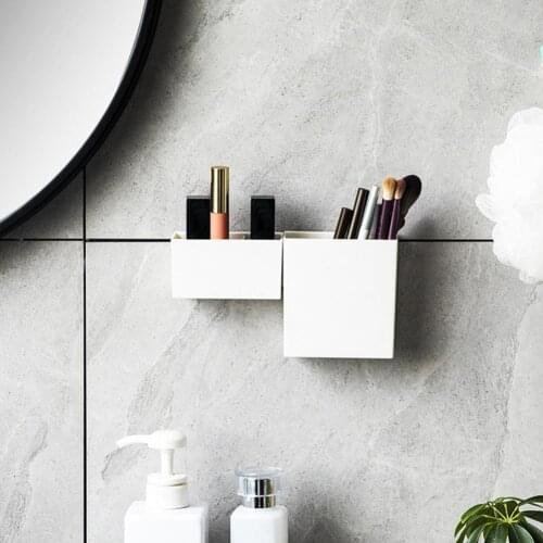 Wall Mounted Organizer Double / Single Grid Corner Hanging Finishing Basket ABS Sundries Debris Bucket For Dorm Organization