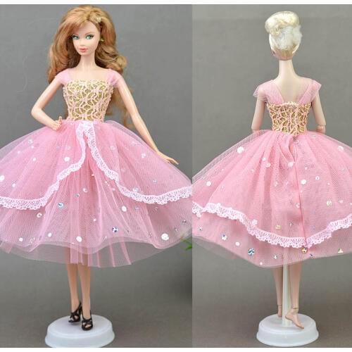 High Quality Romantic Pink Doll Dress Evening Dress Clothes for Barbie Doll For 1/6 BJD Doll House Gift Doll Accessories Toy