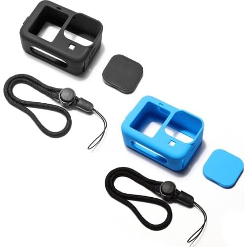 Silicone Protective Cover Gopro Hero 9 Black/Blue Sleeve Shell Silicone Protective Cover With Lens Cover And Lanyard Accessories