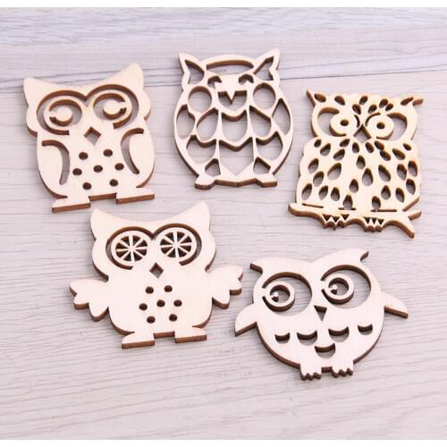 SWEET BELL 30pcs Mix Natrual Owl Shape Wooden Ornament DIY Crafts Home Decoration Scrapbooking Wood Slices Handmade Accessories
