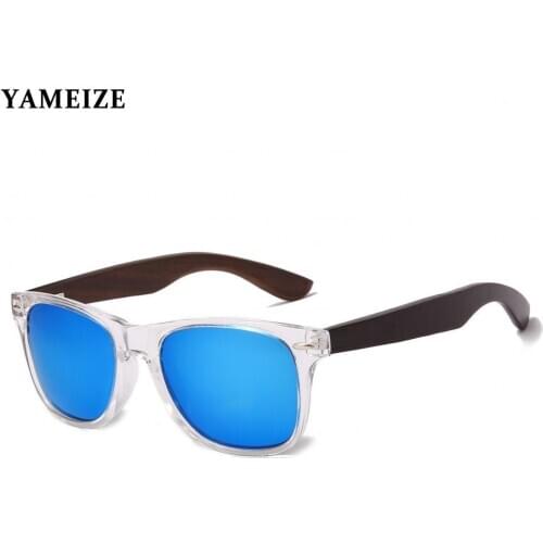YAMEIZE Polarized Sunglasses Men Women Classic Square Sun Glasses Vintage Wooden Leg Male Eyeglasses Driving Shades Gafas De Sol