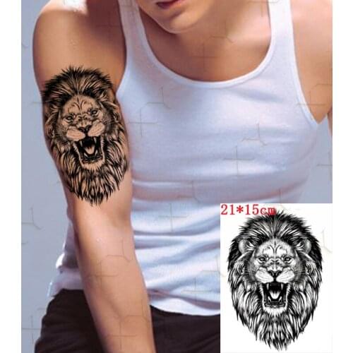 Waterproof Temporary Tattoo Sticker Lion King Animal Flash Tattos Eagle Head Snake Dagger Body Art Arm Fake Tatoo Women Men