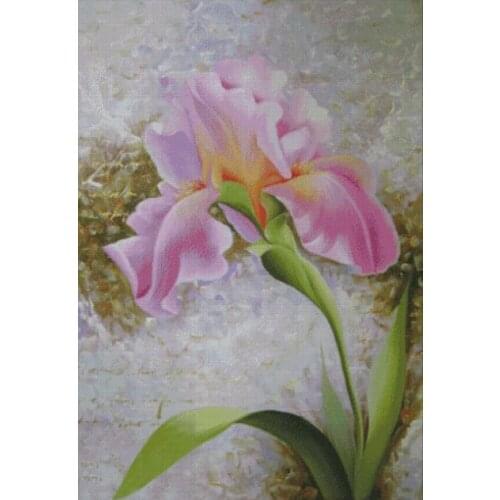 Top Quality hot selling beautiful lovely counted cross stitch set iris flower, pink orchid