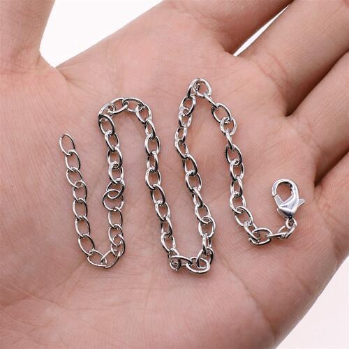 4pcs 18+6cm Bracelet Chain With Lobster Clasp Rhodium Color Bracelet Chain For Bracelet Making Jewelry Accessories
