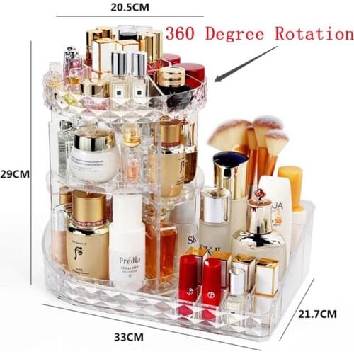 Cosmetic Storage Rack Large Capacity Cosmetic Storage Box 360 Degree Rotating Transparent Acrylic Fashion Cosmetic Storage Box