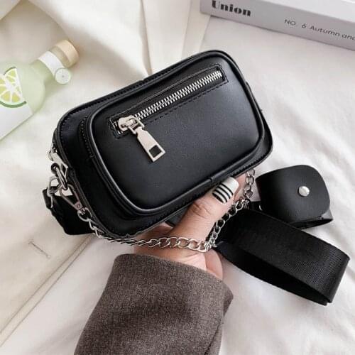 2021 New Women Leather Shoulder Bag Chain Handbag Designer Black 2-IN-1 Messenger Bag Satchel zipper Female Clutches Hobos Bags