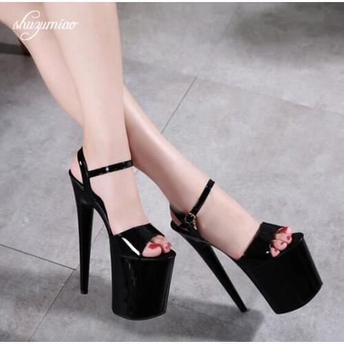 3 Color Shoes Woman Sandals Wedding Large Size High Heel 20cm Platform 2019 Sandals Girls Posed Steel Pipe Shoes Summer Ladys