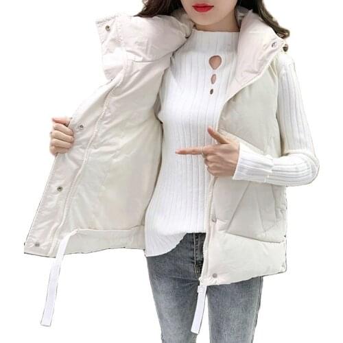 Female Waistcoat Jacket 2021Spring Autumn New Down Cotton Vest Women Outer Wear All-match Ladies Cotton Sleeveless Top Coat A373