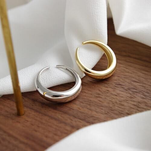 Real Silver Simple Glossy Ball Ring S925 Sterling Ring Women pure silver Bright open Ring fashion jewelry gift