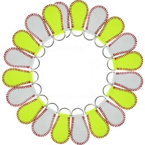 ZWPON Fashion PU Leather Baseball Neon Yellow Softball Monogram Sport Key Chain Summer Baseball Key Chain for Woman Jewelry