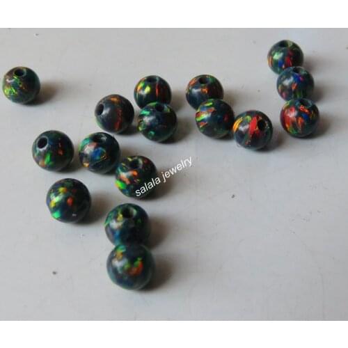 100pcs/lot 4mm Round Opal Beads OP32 Black Opal Round Ball Opal Beads Drilled Synthetic Round Fire Opal Beads