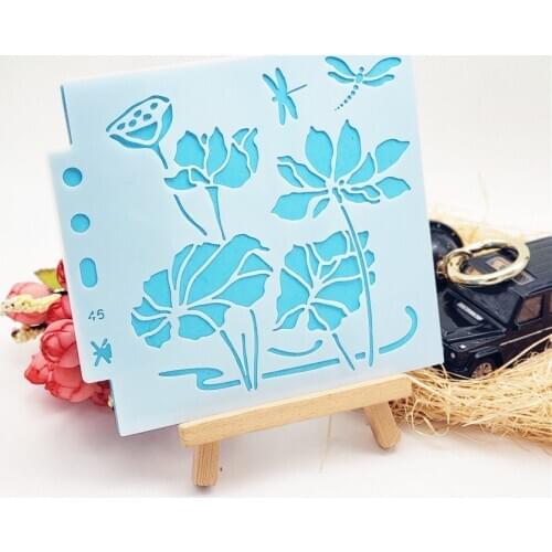 13*14 Lotus leaf Cover templat scrapbook stencils spray plastic mold shield DIY cake hollow Embellishment printing lace ruler