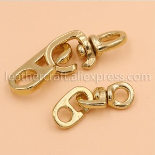 1x Metal Solid Brass Flag Pole Cilp Snap Hooks Flagpole Attachment Hardware 2 Size Keychain Strap Wallet Bag Leather Belt Hooks