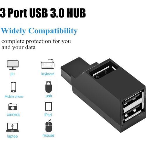 Kebidu 3 Port USB Hub 3.0 Mini USB Hub 2.0 High Speed Hub Splitter Box For PC Laptop U Disk Card Reader For iPhone 7 8 X Xiaomi