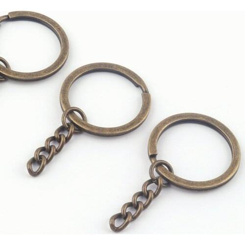 30mm Bronze Double Jump Split Round Ring Clip Jewelry Metal Clasp Connector Keychain Purse Making Hardware Webbing Key Ring 6Pcs