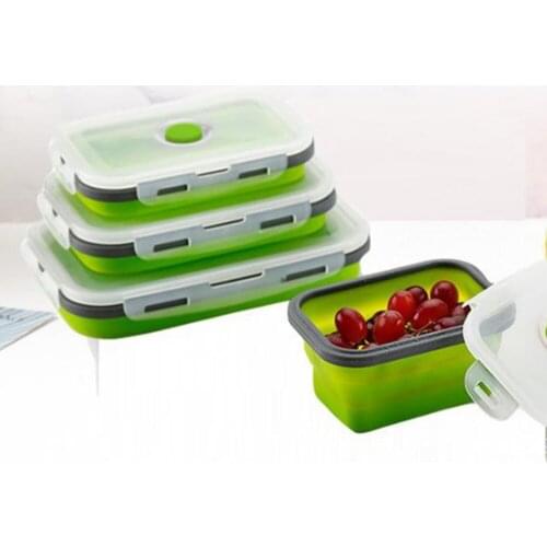 4Pcs Silicone Lunch Box Bento Food Container Kid Packed Conservation Childrens Meal Portable Bowl Colorful Folding Eco Friendly