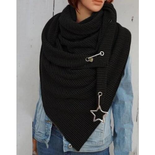 *@ Star Printing Scarves Women Soild Dot Printing Button Women Solid Scarf Fashion Retro Female Multi-purpose Shawl Scarf Wrap