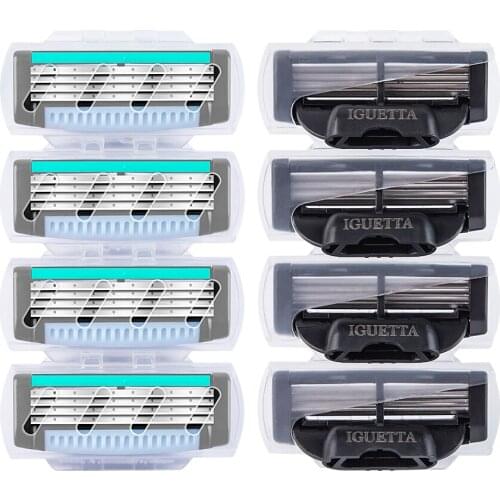 IGUETTA New Blue Manual Shaver Eight-Heads Ultra-Thin Mens Razor A Portable Simple Razor For Legs And Face Safe Razor