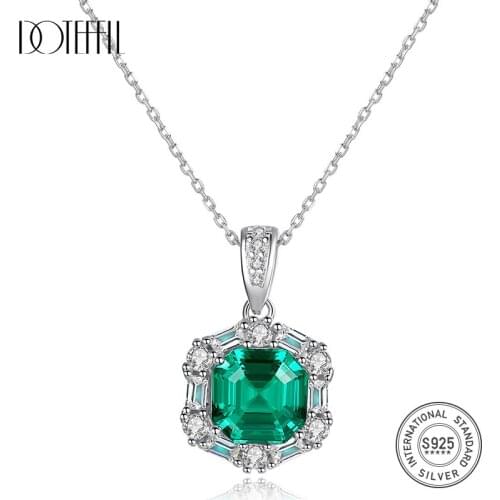 DOTEFFIL Gorgeous Big Brilliant Pendant Necklace for Women 100% 925 Solid Silver Charming Wedding Gem Necklace Jewelry