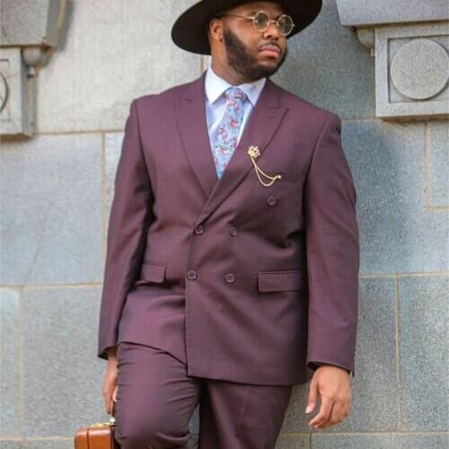 Double Breasted Plus Size Groom Tuxedos Groomsmen Mens Best Man Pants Suits Wedding Tailored Blazer Jacket (Jacket+Pants)