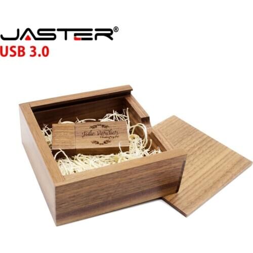 JASTER USB 3.0 walnut maple wood Photo Album usb+Box usb flash drive 4GB 8GB 16GB 32GB 64GB Wedding gift box (105mm*95mm*40mm)
