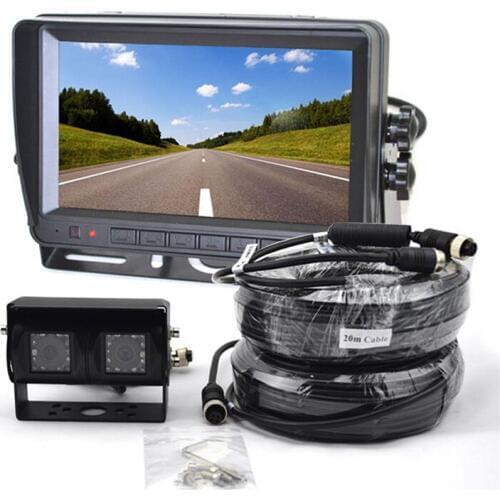 Vardsafe VS802M | Dual Lens Reverse Backup Camera + 7 Inch TFT LCD Rear View Monitor for Truck Bus RV Trailer Caravan