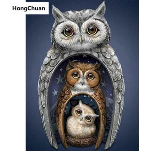 5D DIY square/round diamond painting cross stitch owl animal needlework home decoration mural mosaic diamond embroidery gift