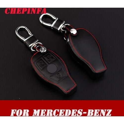 CHEPINFA Leather Car Key Cover Case For Mercedes Benz A C E GLC CLS CLK CLA SLK W211 W203 W205 CLK C180 E200 AMG Class B ML S