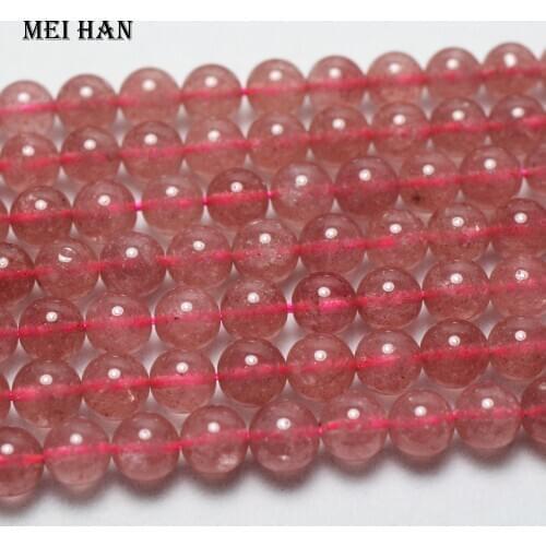 Meihan Free shipping (2strands/set) natural 8+-0.2mm Madagascar strawberry quartz crystal beads round for jewelry making or gift