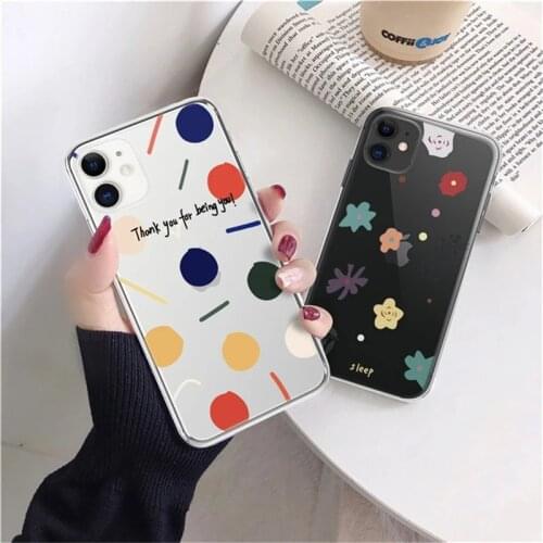 INS Cute Floral Phone Case For iPhone 11 12 Pro Max XS Max X XR 6 6S 7 8 Plus 5S SE 2020 12 Mini Clear Fashion Letter Soft Cover